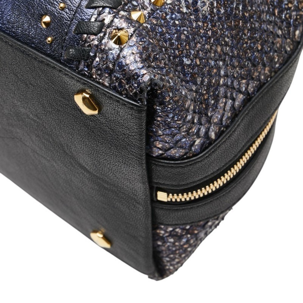 Mcm Handbag Studs Leather Python Bag Shoulder Bla… - image 8